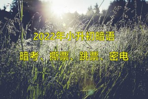 2022年小升初暗语：暗考、撕票、跳票、密电