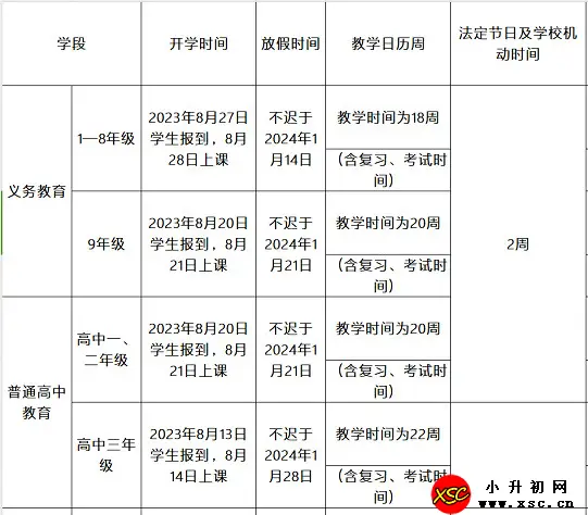 2024年昆明市中小学开学放假时间安排(校历)