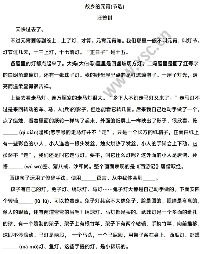 故乡的元宵(节选) (1)
