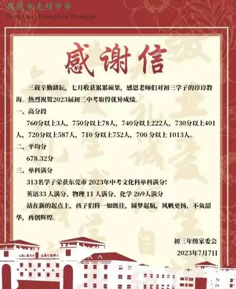 2023年东莞市光明中学中考成绩升学率(中考喜报)