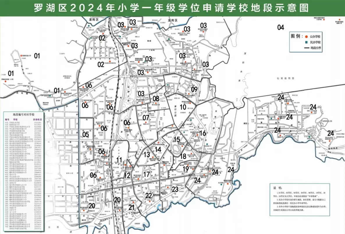 2024年深圳市罗湖区公办小学招生地段划片范围