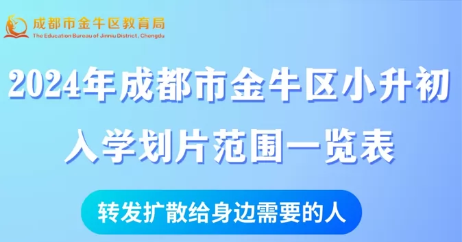2024年成都市金牛区小升初招生划片范围一览