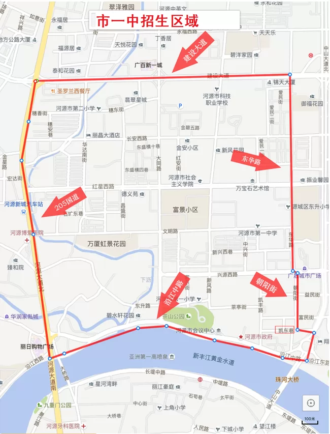 2024年河源市源城区小升初招生区域划分范围(含学区示意图)