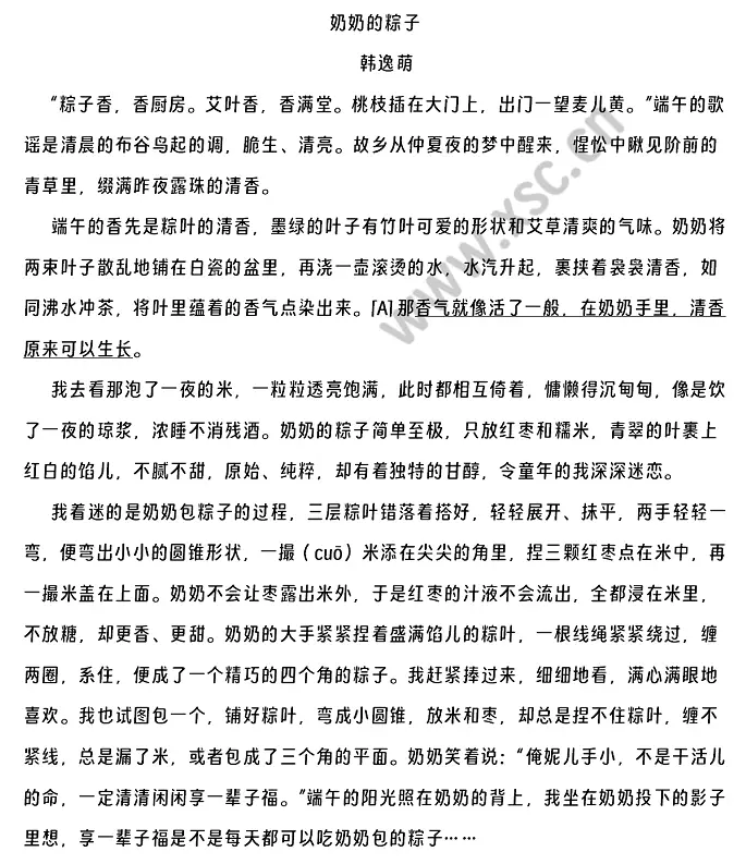 《奶奶的粽子》原文 (1)