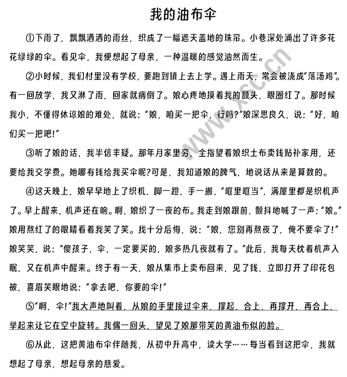 《我的油布伞》原文