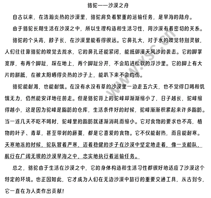 骆驼——沙漠之舟原文.webp