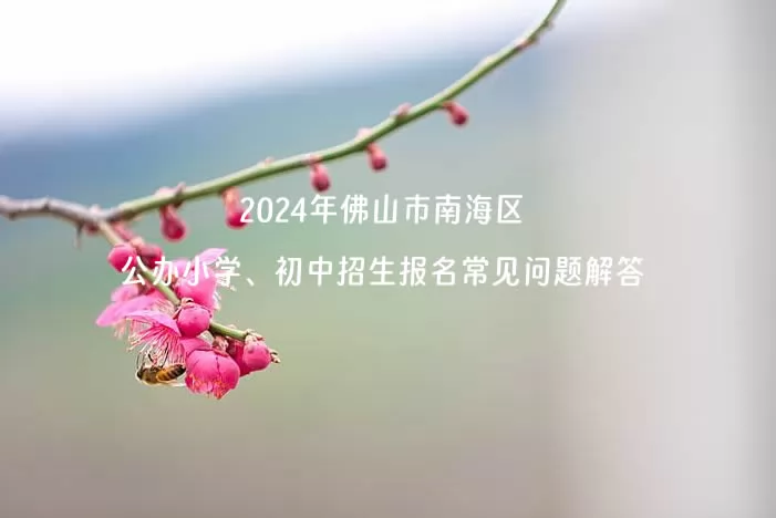 2024年佛山市南海区公办小学、初中招生报名常见问题解答