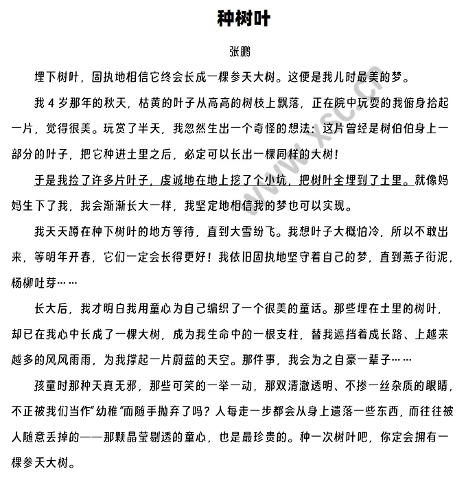 《种树叶》原文