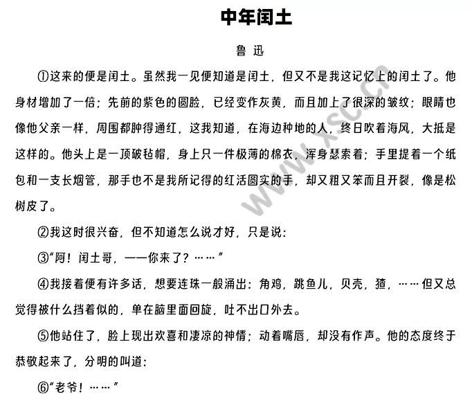 《中年闰土》原文1