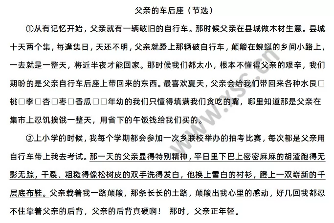 父亲的车后座