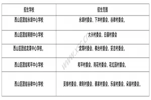 2025年昆明市西山区公办小学招生学区划片范围一览