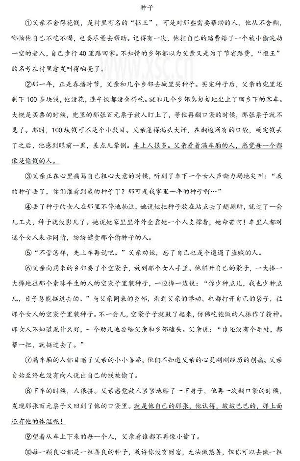 《种子》阅读理解
