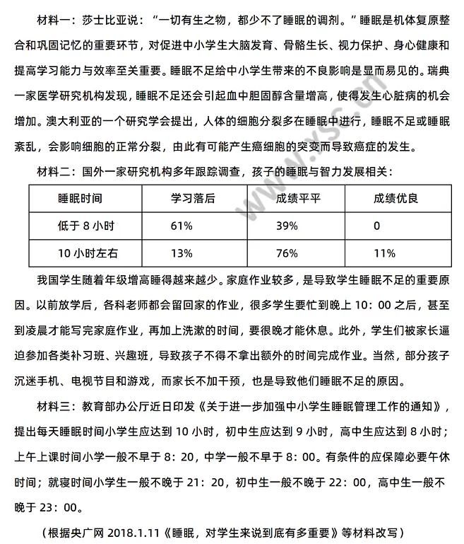 关于《睡眠》相关材料