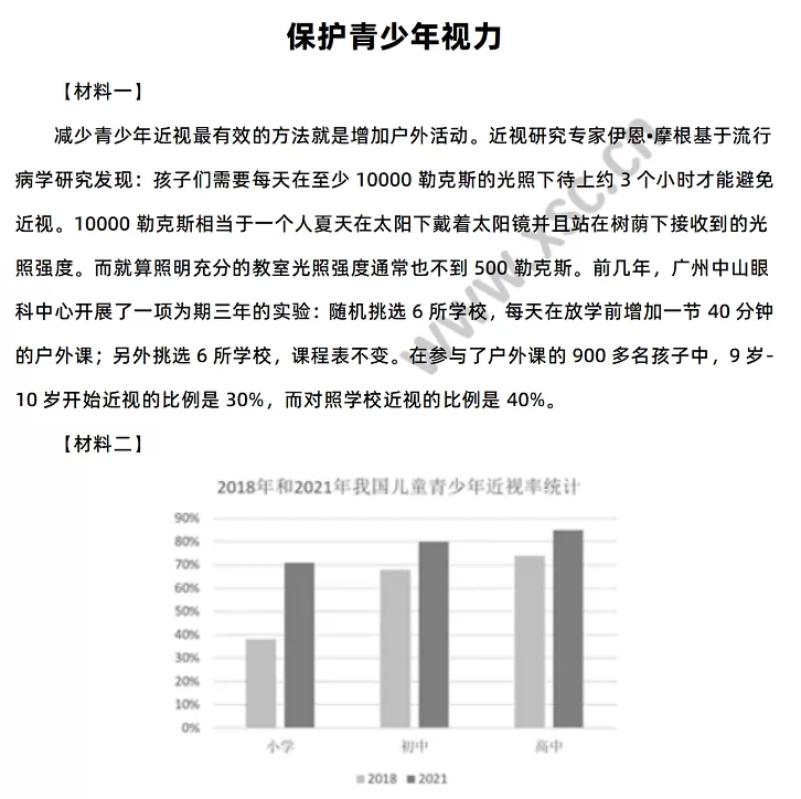 《保护青少年视力》相关材料