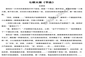 七根火柴阅读理解题及答案(阅读答案八)