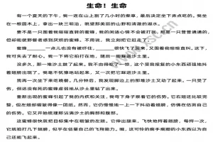 《生命！生命》阅读理解题及答案(阅读答案二)