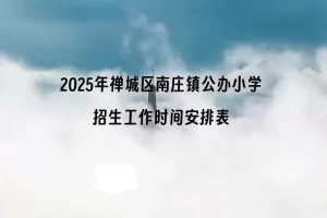 2025年禅城区南庄镇公办小学招生工作时间安排表