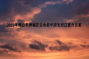 2025年佛山市禅城区公办初中招生对口直升方案