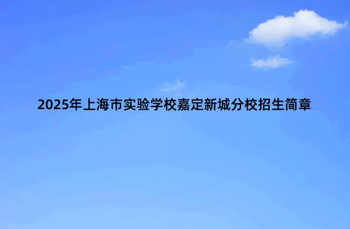 2025年上海市实验学校嘉定新城分校招生简章