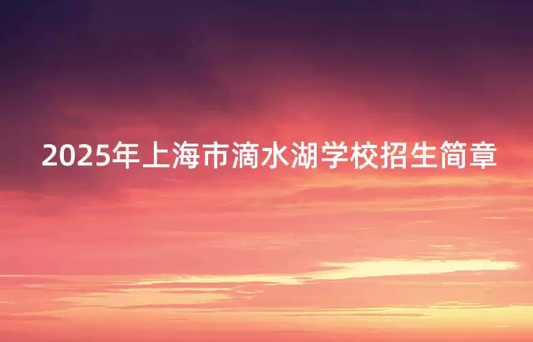2025年上海市滴水湖学校招生简章(小学+初中)