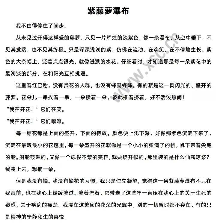 《紫藤萝瀑布》